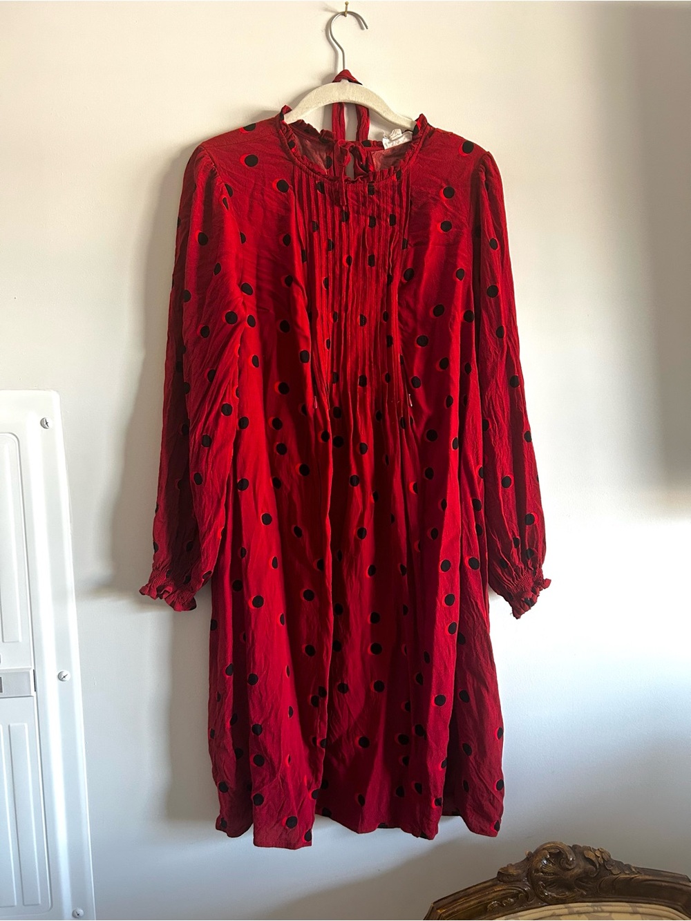 Seraphine Maternity Nursing Red Polka Dot Long Sleeve Dress